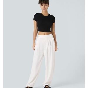 Women's Black Top and White Pants Set
